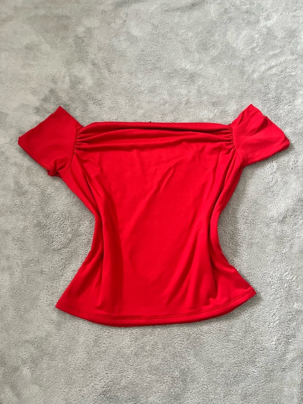 Windsor Bright Red Off-Shoulder Crop Top